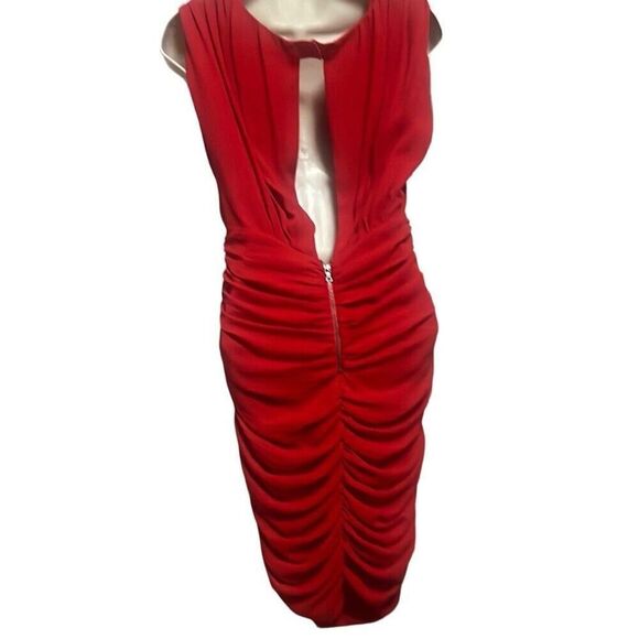 Alice + Olivia Womens‎ Red Surplice Neckline Nanette Ruched Wrap Dress Small - Picture 4 of 8